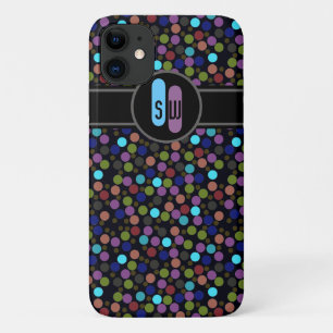 polkadots, label and initials Case-Mate iPhone case