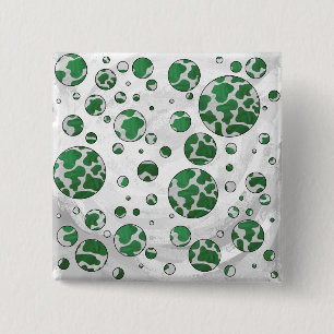 Polks Dot Cow Green and White Print 15 Cm Square Badge