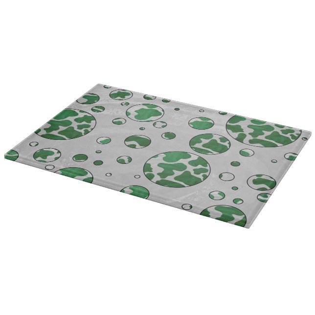 Polks Dot Cow Green and White Print Cutting Board (Corner)