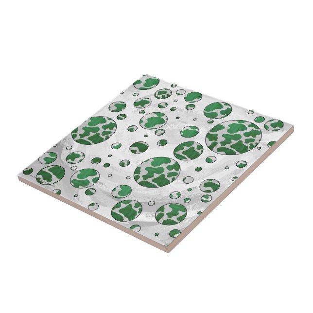 Polks Dot Cow Green and White Print Tile (Side)