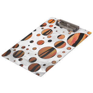 Polks Dot Tiger Hot orange and Black Print Clipboard
