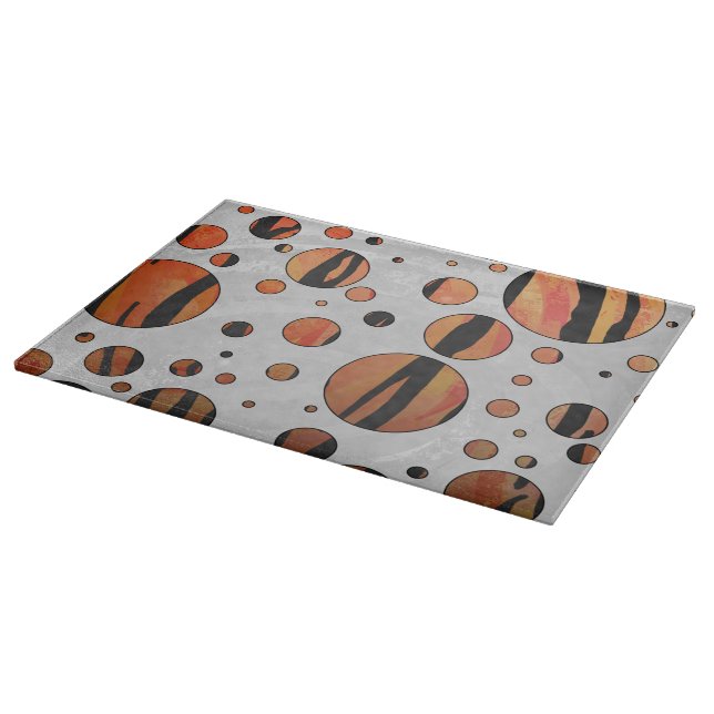 Polks Dot Tiger Hot orange and Black Print Cutting Board (Corner)