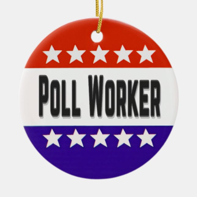 Poll Worker Ceramic Tree Decoration (Front)