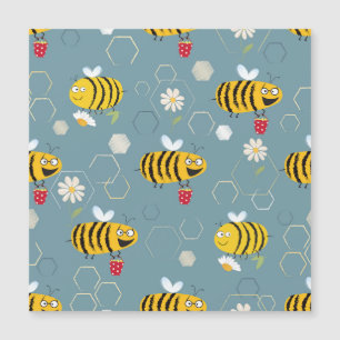Pollinating Bees, Flowering Garden Scene.