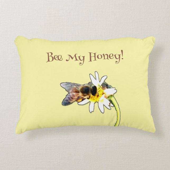 Pollinating Bumble Bee on a Flower Customised Decorative Cushion (Front)