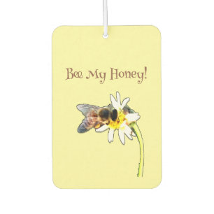 Pollinating Honey Bee on Daisy Wildflower Photo Car Air Freshener