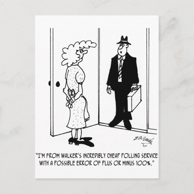 Polling With Possible Error of Plus or Minus 100% Postcard (Front)