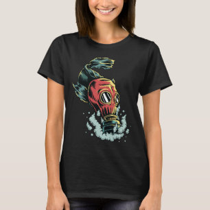 Pollution Fish Wearing Gas Mask T-Shirt