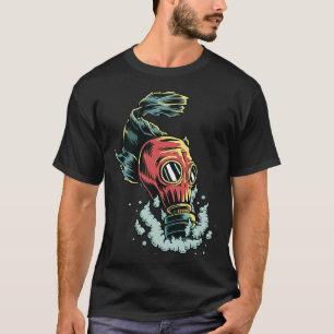 Pollution Fish Wearing Gas Mask T-Shirt
