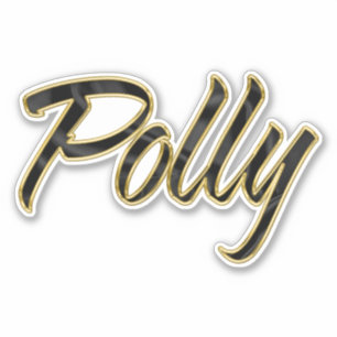 Polly black gold lettering sticker