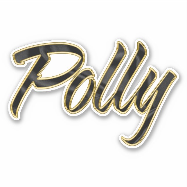 Polly black gold lettering sticker (Front)