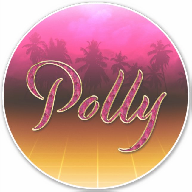 Polly First Name Name golden pink sticker (Front)