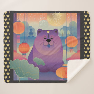 POLLY PLUM chow dog Sherpa Blanket