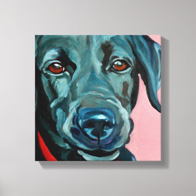 Polly the Black Labrador Retriever Dog Portrait Canvas Print (Front)