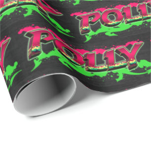 Polly Vorname Name Graffiti red green Wrapping Paper