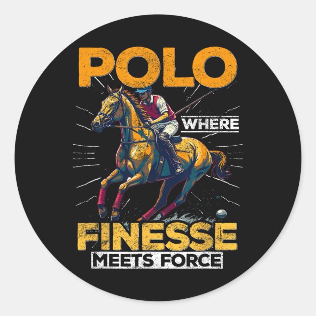 Polo1  barrel racing classic round sticker (Front)