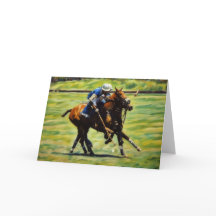Polo Action Polo Horse Rider Art Note Card