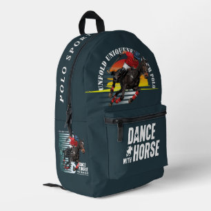 Polo Championship Equestrian Rider Dance w/ Horse Printed Backpack