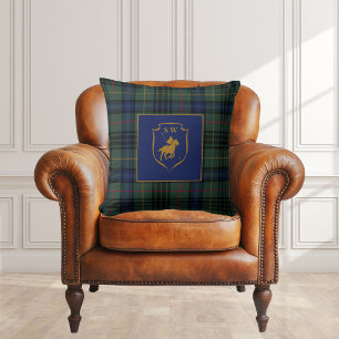 Polo Equestrian Monogrammed Classic Tartan Plaid  Cushion