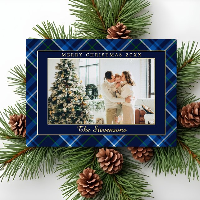 Polo Equestrian Navy Blue Plaid Photo Christmas (Creator Uploaded)