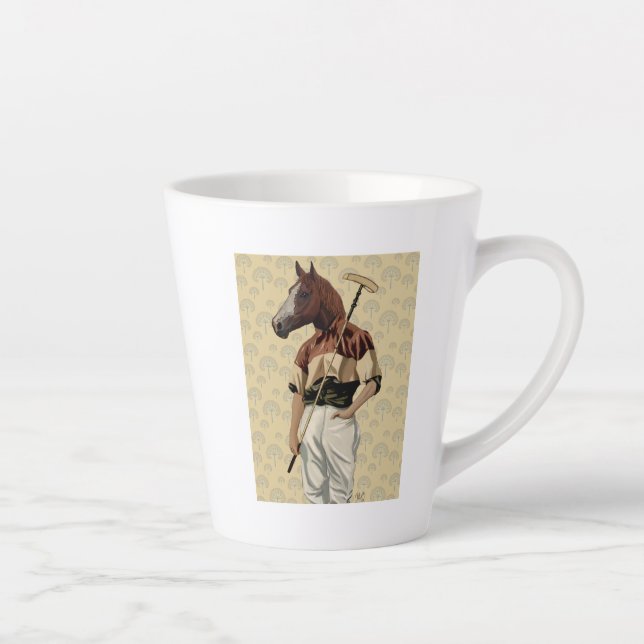 Polo Horse Portrait Latte Mug (Right)