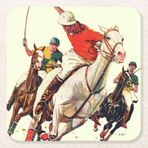 Polo Match Square Paper Coaster