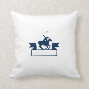 Polo Player Riding Horse Ribbon Retro Cushion