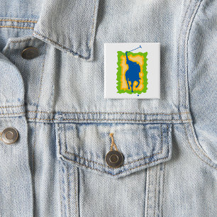 Polo Player Silhouette Modern Horseback Sports 15 Cm Square Badge