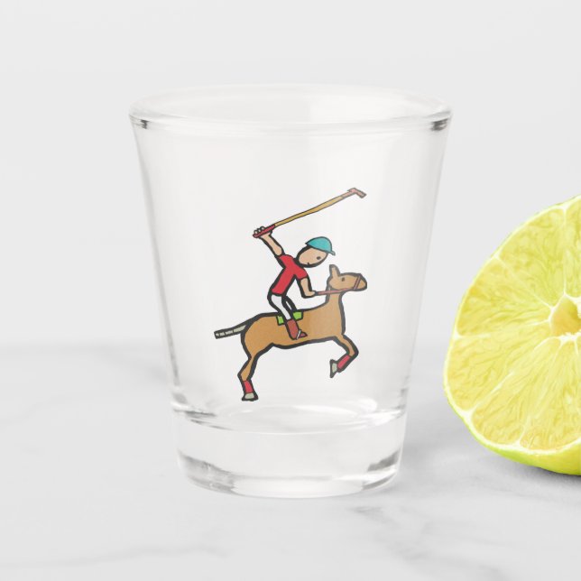 Polo Playing Horse and Rider Shot Glass (Front)