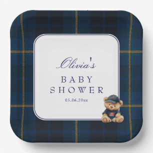 Polo Teddy Bear Baby Shower Paper Plate