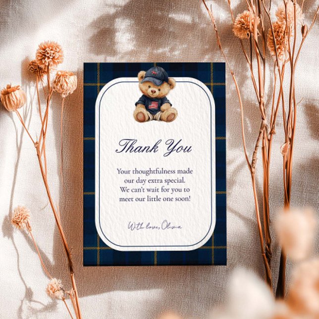 Polo Teddy Bear Baby Shower Thank You Card (Creator Uploaded)