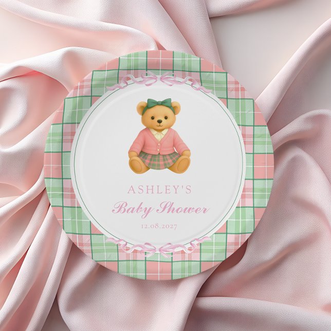 Polo Teddy Bear Girl Bear Baby Shower Paper Plate (Creator Uploaded)
