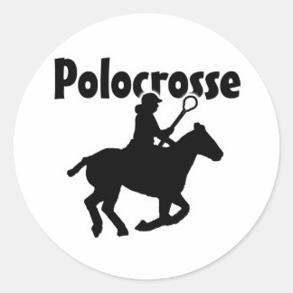 Polocrosse (silhouette) classic round sticker