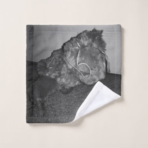 Polory's Dog (Black And White) Wash Cloth