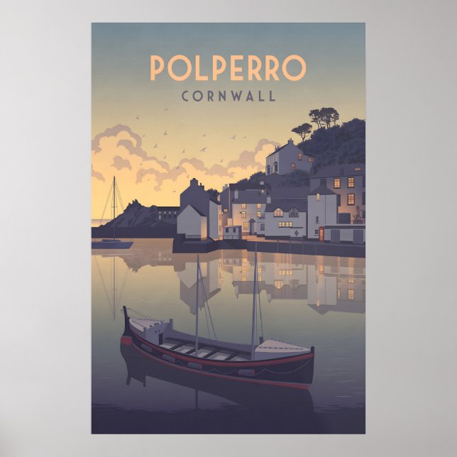 Polperro Cornwall Travel Poster (Front)