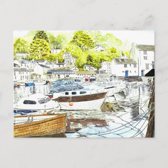 'Polperro Reflections' Postcard (Front)