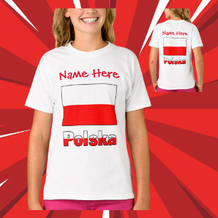 Polska and Polish Flag Red Personalisation Girl's T-Shirt