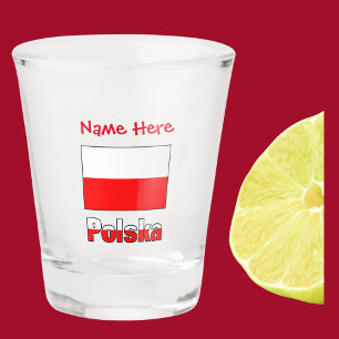 Polska and Polish Flag Red Personalisation  Shot Glass
