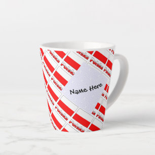 Polska and Polish Flag Tiled Personalised  Latte Mug