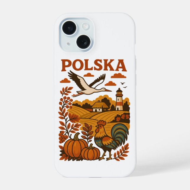 Polska Autumn Folk Countryside iPhone 15 Case (Back)