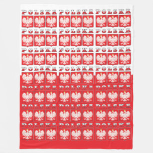 Polska Eagle Flag Shields Fleece Blanket