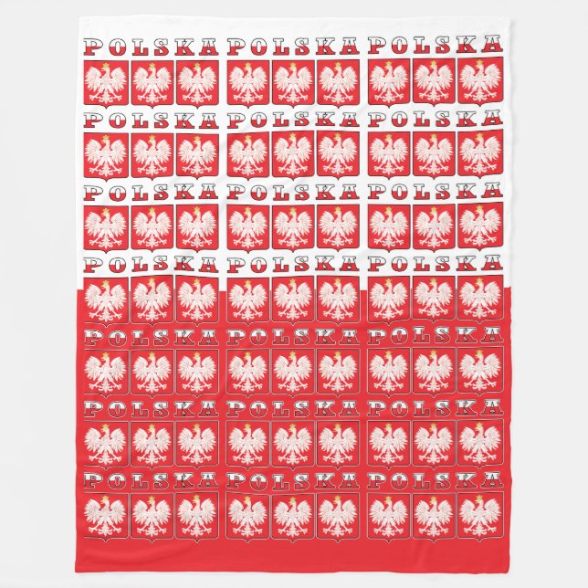 Polska Eagle Flag Shields Fleece Blanket (Front)