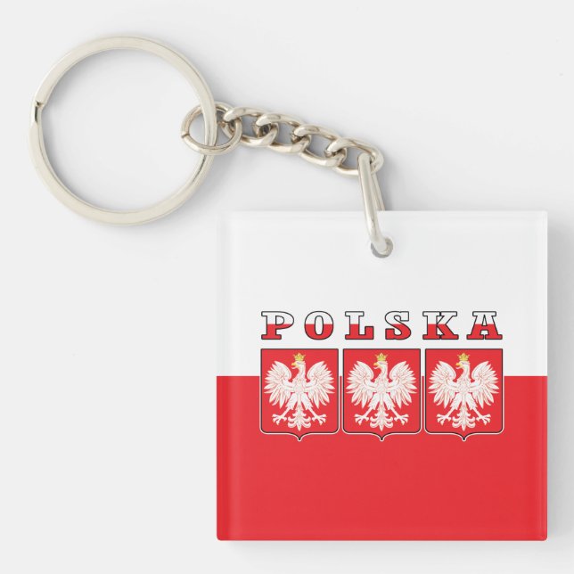 Polska Eagle Flag Shields Key Ring (Front)