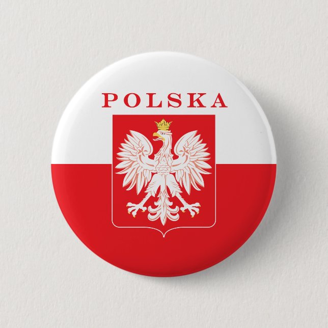 Polska Eagle Red Shield 6 Cm Round Badge (Front)