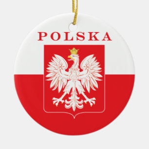 Polska Eagle Red Shield Ceramic Tree Decoration