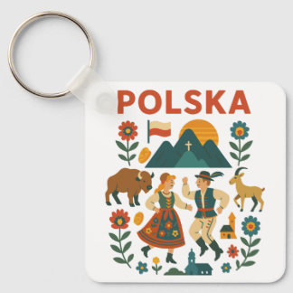 Polska Folk Mountain Flat Art Key Ring