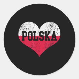 Polska Heart Flag Poland Polish Family Heritage Vi Classic Round Sticker
