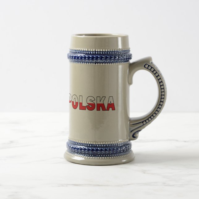 Polska in Polish Flag Colours Beer Stein (Right)