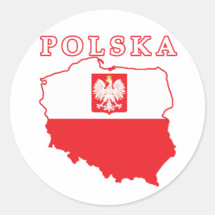 Polska Map With Eagle Classic Round Sticker