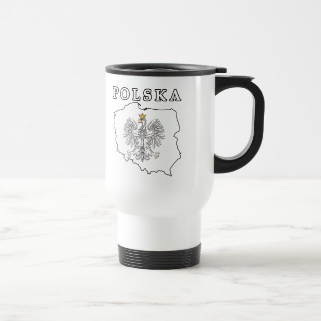 Polska Map With Eagle Travel Mug (Right)